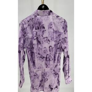 Off-White Chine Satin Twist Shirt Dress Violet SZ 40 (MSRP: $850.00)